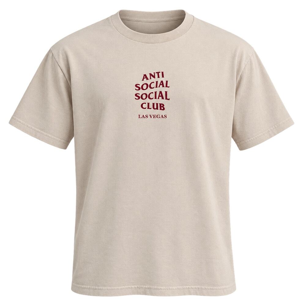 Anti Social Club Las Vegas White T-Shirt. Size Medium